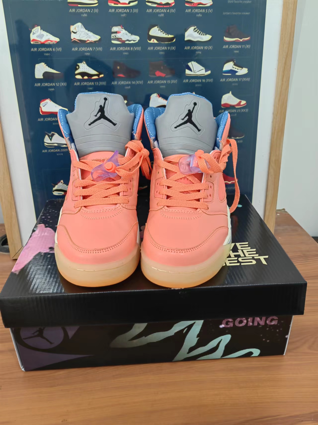 New 2022 Air Jordan 5 Retro Orange Blue White Shoes - Click Image to Close